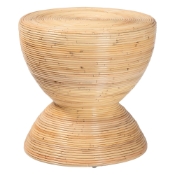 bali & pari Tokyo Laminated Natural Rattan Side Table -  Hourglass Accent Table with Modern Sculptural Design, Boho Chic Style for Living Room or Bedroom, Natural Baxton Studio restaurant furniture, hotel furniture, commercial furniture, wholesale living room furniture, wholesale end table, classic end table
